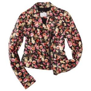 XHILARATION floral faux leather jacket